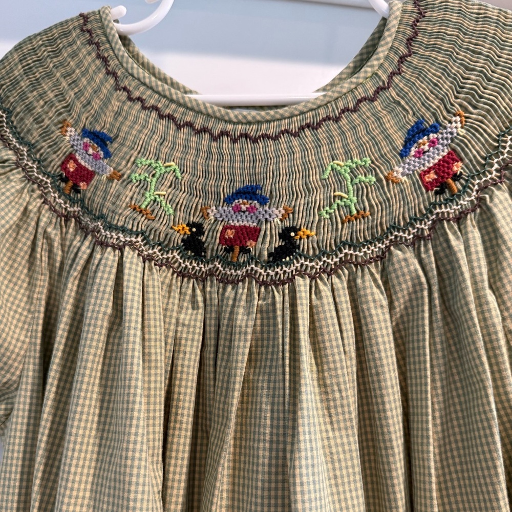 ROSALINA COLLECTION Fall Scarecrow Embroidered Smocked Dress Size 6